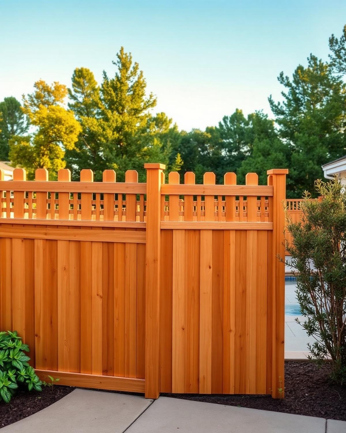 Cedar fence with lattice top