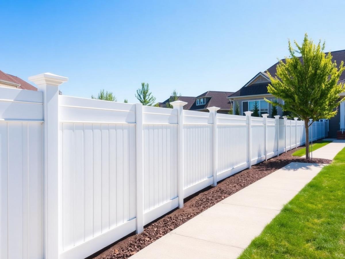 White vinyl privacy fence installation